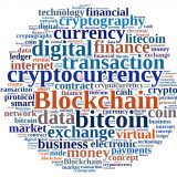 Illustration with word cloud with the word Blockchain